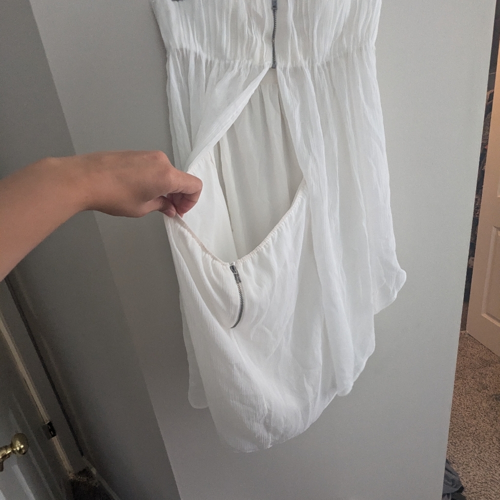 ALICE + OLIVIA Mini White Strapless Ruffle Dress - Picture 4 of 8
